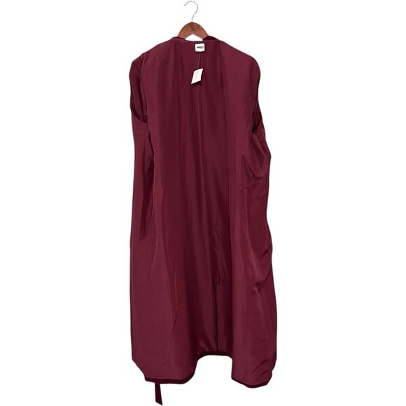 J Crew Coat Women Plus Size 22 Burgundy Wool Blend Belted Wrap Minimalist NWT - Picture 3 of 9